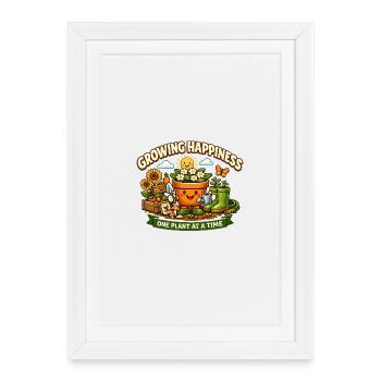 Chemise douillet de jardinage – Grandir le bonheur - Affiche encadrée (27 × 37 cm) - blanc - Devant