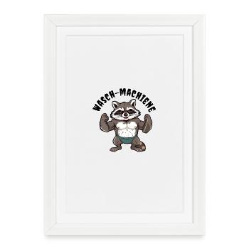 Pouvoir des ratons laveurs – Motif des ratons laveurs musclés - Affiche encadrée (27 × 37 cm) - blanc - Devant