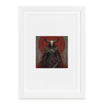 Guerrier Démon avec Casque de Crâne - Affiche encadrée (27 × 37 cm) - blanc - Devant
