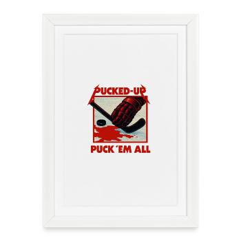 Pucked-Up Blood Red Hockey Graphic - Framed poster (27 × 37 cm) - white - Front