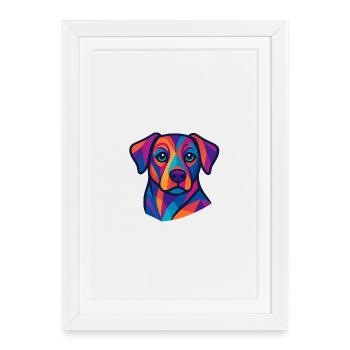 Colorful Geometric Dog Portrait - Framed poster (27 × 37 cm) - white - Front