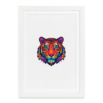 Neon Tiger Pop Art Headshot - Framed poster (27 × 37 cm) - white - Front