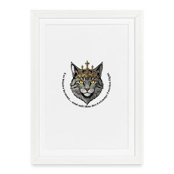 King Cat with Crown - Framed poster (27 × 37 cm) - white - Front