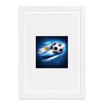 Le drapeau argentin rencontre le tourbillon du football - Affiche encadrée (27 × 37 cm) - blanc - Devant