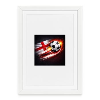 Flying football with flag breeze - Framed poster (27 × 37 cm) - white - Front