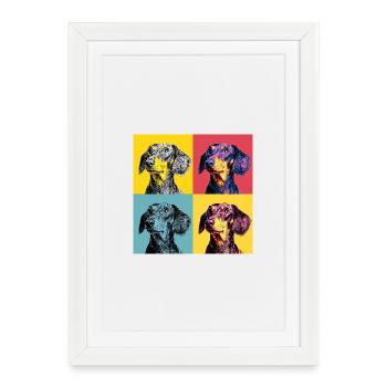 Pop Art Dachshund Quad - Framed poster (27 × 37 cm) - white - Front