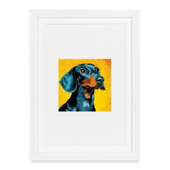 Teckel Pop Art - Affiche encadrée (27 × 37 cm) - blanc - Devant