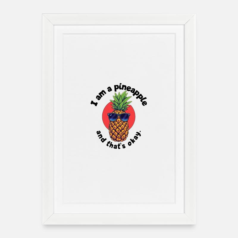 Ananas avec lunettes de soleil - Affiche encadrée (27 × 37 cm) - blanc