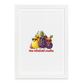 Troupe de fruits de la Mafia de la Vitamine - Affiche encadrée (27 × 37 cm) - blanc - Devant