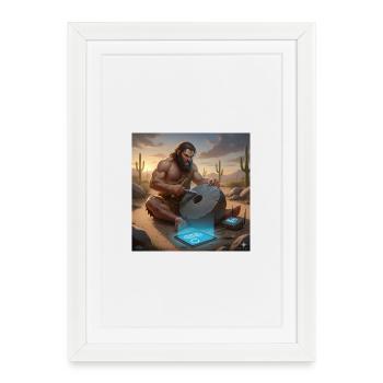 Caveman Tech Support - The First Tutorial - Framed poster (27 × 37 cm) - white - Front