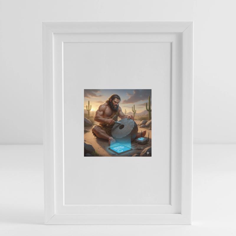 Caveman Tech Support - The First Tutorial Framed poster (27 × 37 cm)