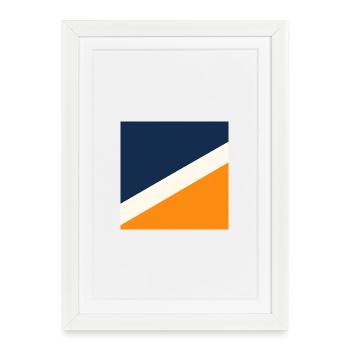 Géométrie bleue et orange - Affiche encadrée (27 × 37 cm) - blanc - Devant