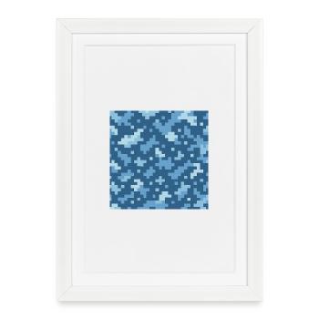Motif de pixels bleus - Affiche encadrée (27 × 37 cm) - blanc - Devant