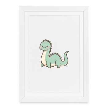 Monstre du Loch Ness pastel mignon - Affiche encadrée (27 × 37 cm) - blanc - Devant