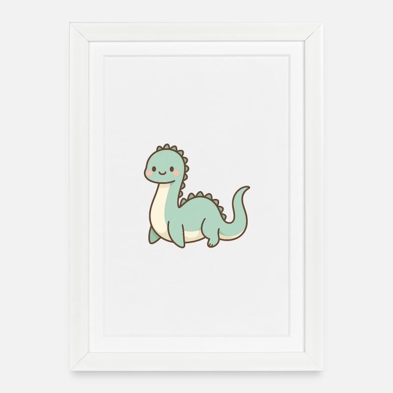 Cute pastel Loch Ness Monster - Framed poster (27 × 37 cm) - white