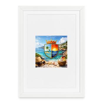 Blason côtier Bouclier tropical - Affiche encadrée (27 × 37 cm) - blanc - Devant