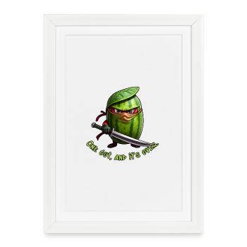 Watermelon Ninja with Sword - Framed poster (27 × 37 cm) - white - Front