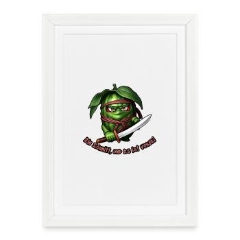 Watermelon Ninja with Sword - Framed poster (27 × 37 cm) - white - Front