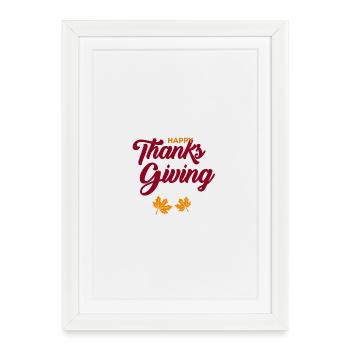 Happy Thanksgiving Script with Leaves - Framed poster (27 × 37 cm) - white - Front