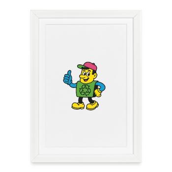 Recycle Hero Mascot Tee - Framed poster (27 × 37 cm) - white - Front