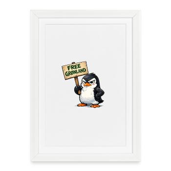Logo t-shirt Penguin Protest Free Greenland - Affiche encadrée (27 × 37 cm) - blanc - Devant