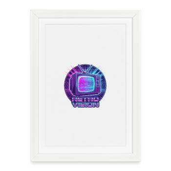 Rétro Vision Neon TV - Affiche encadrée (27 × 37 cm) - blanc - Devant