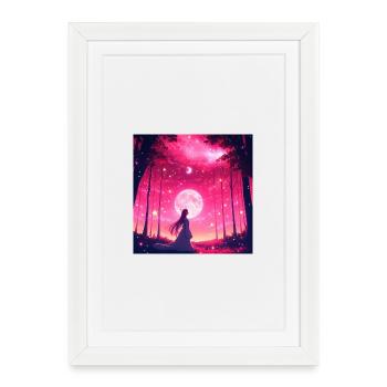 Forêt de rêves au clair de lune - Affiche encadrée (27 × 37 cm) - blanc - Devant