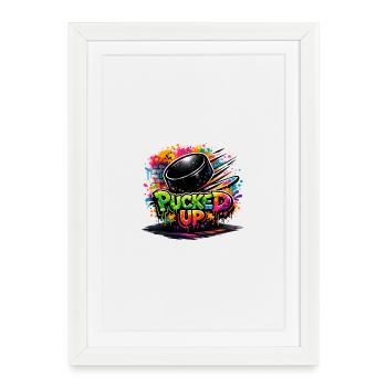 Pucked Up Graffiti Puck - Framed poster (27 × 37 cm) - white - Front