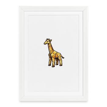 Golden Geometry Giraffe - Framed poster (27 × 37 cm) - white - Front