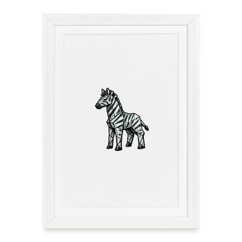 Geometric Zebra Silhouette - Framed poster (27 × 37 cm) - white - Front