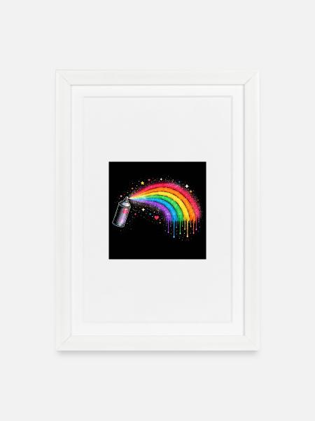 Rainbow Spray Art - Framed poster (27 × 37 cm) - white