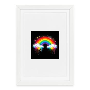 Regenbogenwolke Graffiti-Drop - Gerahmtes Poster (27 × 37 cm) - Weiß - Vorne