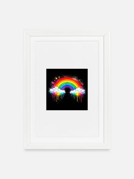 Rainbow Cloud Graffiti Drop - Framed poster (27 × 37 cm) - white