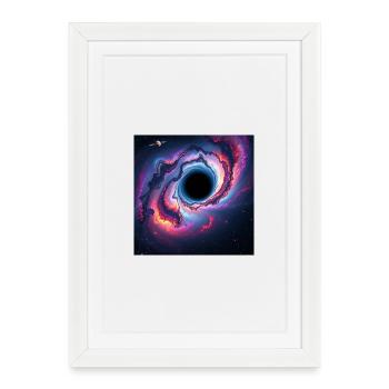 Black hole in the neon galaxy - Framed poster (27 × 37 cm) - white - Front