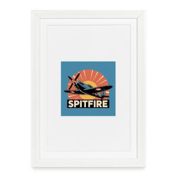 Spitfire Retro Aviation Print - Framed poster (27 × 37 cm) - white - Front