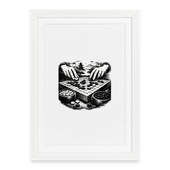 Go Jeu de société – Illustration de stratégie zen - Affiche encadrée (27 × 37 cm) - blanc - Devant