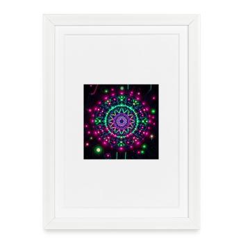 Neon Mandala Cyber Galaxy Pattern - Framed poster (27 × 37 cm) - white - Front