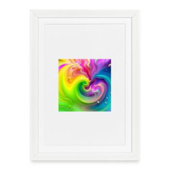 Color Swirl Neon Rainbow - Framed poster (27 × 37 cm) - white - Front