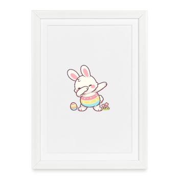 Tapping du lapin de Pâques – Motif de Pâques Kawaii mignon - Affiche encadrée (27 × 37 cm) - blanc - Devant