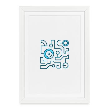 Neon Circuit Blue Lines - Framed poster (27 × 37 cm) - white - Front