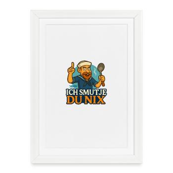 Chef de bateau disant « Ich Smutje - Du Nix » - Affiche encadrée (27 × 37 cm) - blanc - Devant