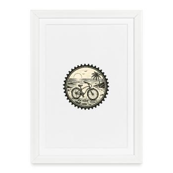 Blason vintage pour vélo de plage - Affiche encadrée (27 × 37 cm) - blanc - Devant