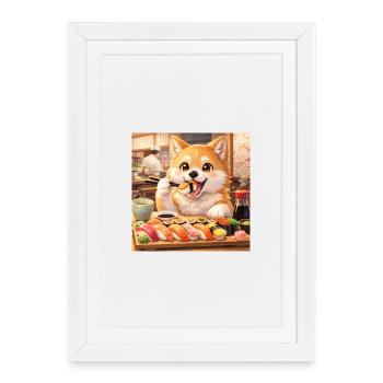 DogSushi - Affiche encadrée (27 × 37 cm) - blanc - Devant
