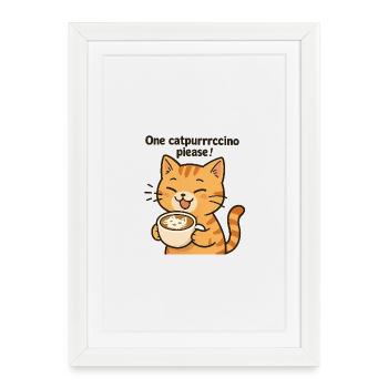 Katzenkaffee Schnurrrfreunde - Gerahmtes Poster (27 × 37 cm) - Weiß - Vorne