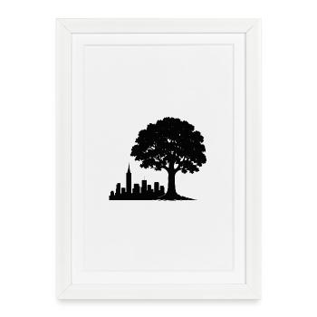 Silhouette de la silhouette de la silhouette de la forêt urbaine - Affiche encadrée (27 × 37 cm) - blanc - Devant