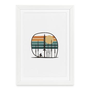 Vélo en forêt dans un coucher de soleil rétro Idées d’idées d’idées - Affiche encadrée (27 × 37 cm) - blanc - Devant