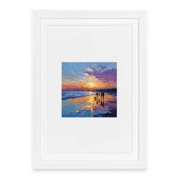 Coucher de soleil sur la mer - Affiche encadrée (27 × 37 cm) - blanc - Devant