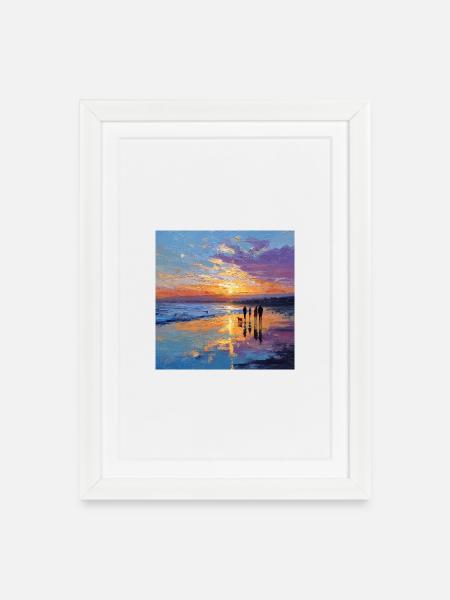 Sunset over the sea - Framed poster (27 × 37 cm) - white