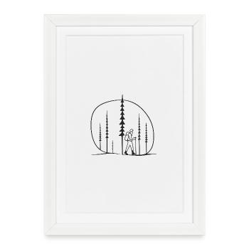 Forest hikers silhouette gift idea friends - Framed poster (27 × 37 cm) - white - Front
