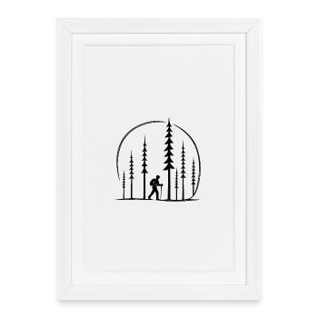 Forest Hiker Silhouette Circle Gift Switzerland - Framed poster (27 × 37 cm) - white - Front